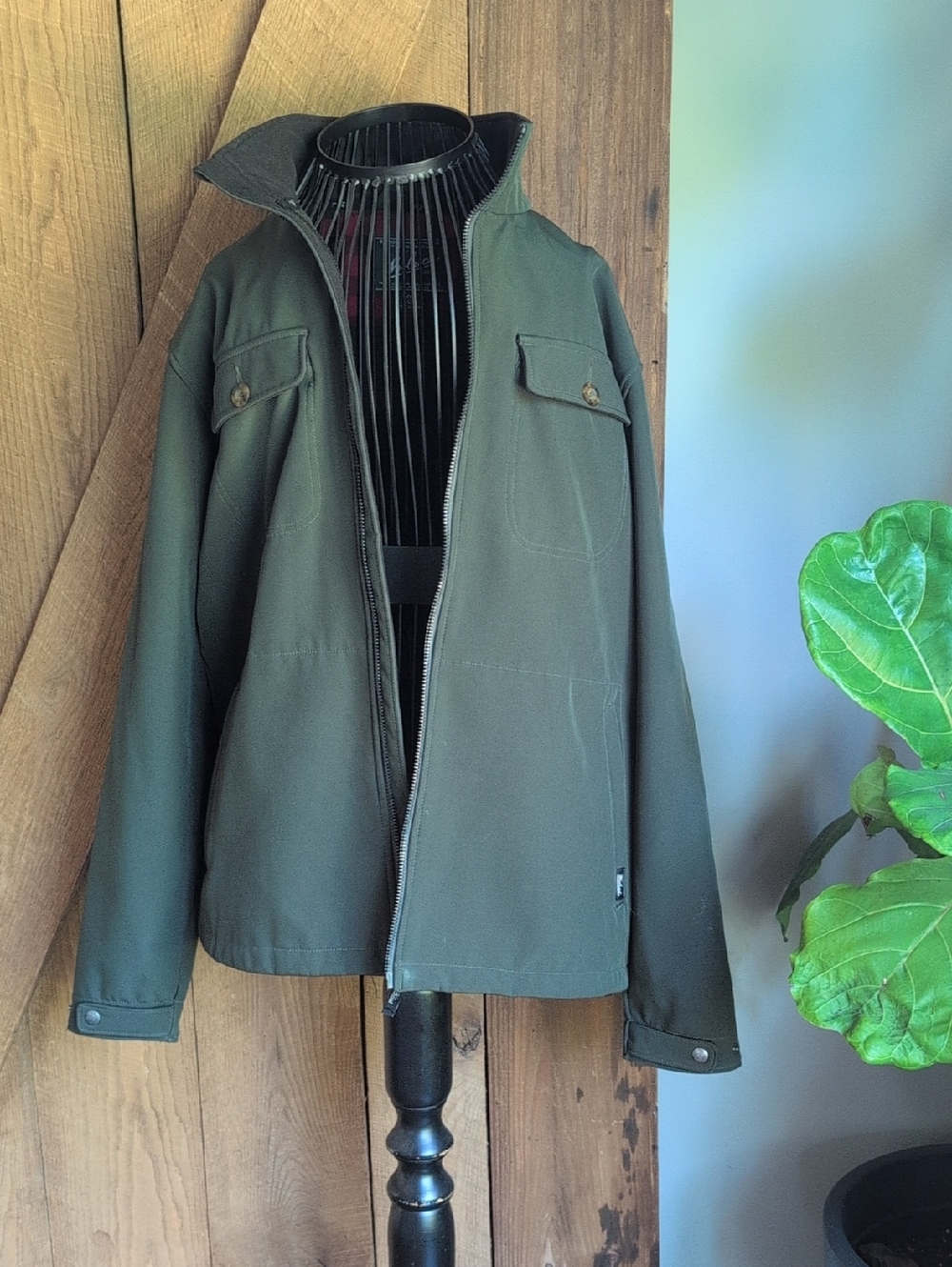 Men's Woolrich Olive Field Jacket - Zip Front